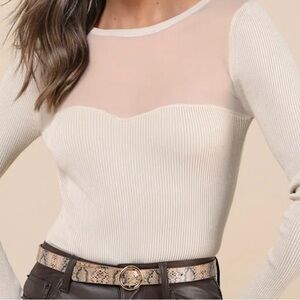 Lulu Elegant Cream Long Sleeve Top